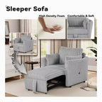 Fauteuil de salon convertible avec port USB et 2 oreillers, Canapé-lit une place convertible, Canapés-lits gigognes