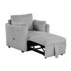 Fauteuil de salon convertible avec port USB et 2 oreillers, Canapé-lit une place convertible, Canapés-lits gigognes