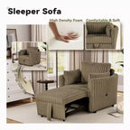 Fauteuil de salon convertible avec port USB et 2 oreillers, Canapé-lit une place convertible, Canapés-lits gigognes