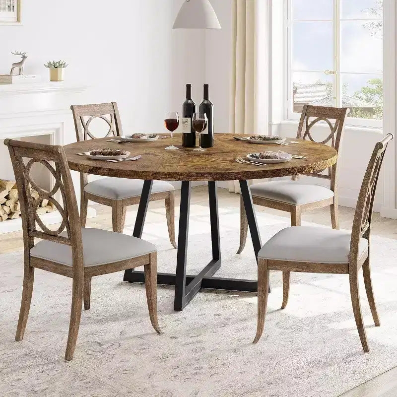 Acekool 47 Round Dining Table - Industrial Style with Metal Base