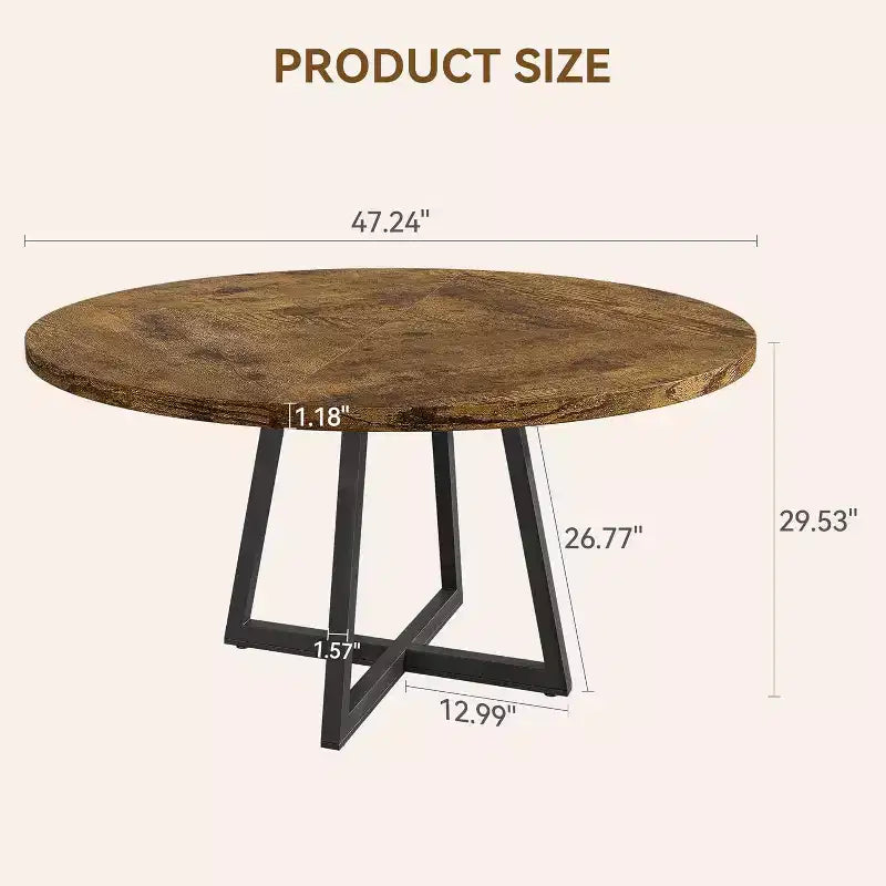 Table à manger ronde 47 - Style industriel avec piètement en métal