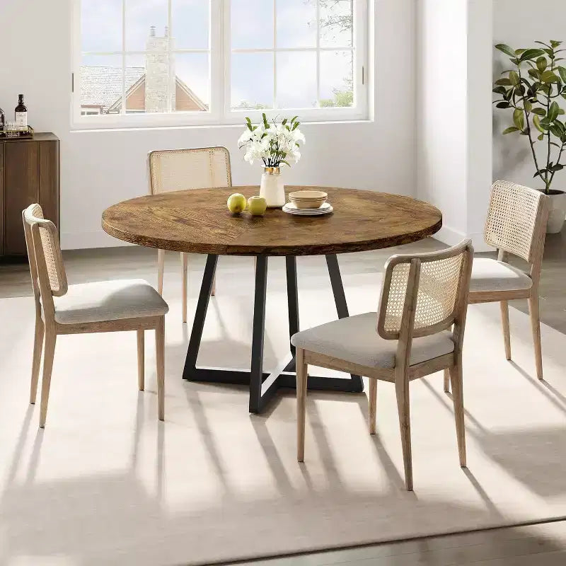 Table à manger ronde 47 - Style industriel avec piètement en métal