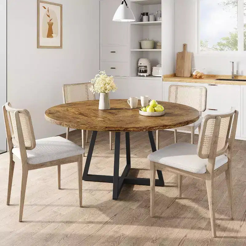 Table à manger ronde 47 - Style industriel avec piètement en métal