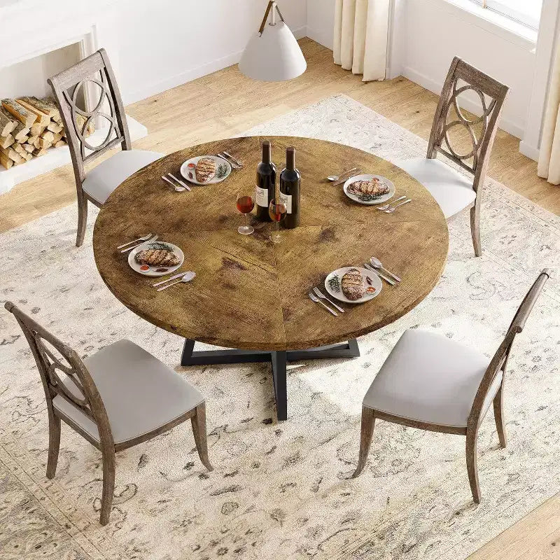 Table à manger ronde 47 - Style industriel avec piètement en métal