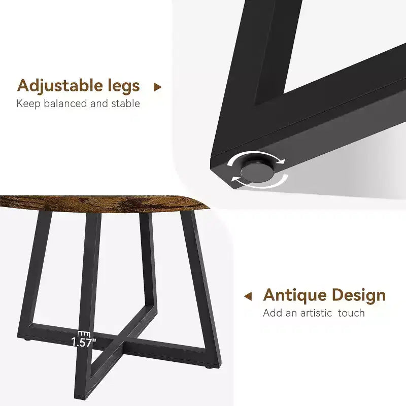 Table à manger ronde 47 - Style industriel avec piètement en métal