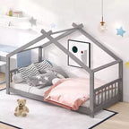 Bellemave Montessori Floor Bed Twin Size, Twin Floor Bed Frame with Headboard, Footboard, Gray