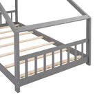 Lit de sol Montessori Bellemave, taille double, avec tête et pied de lit, gris