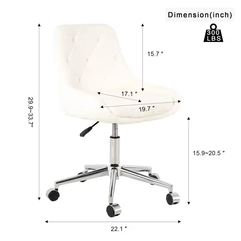 Fauteuil de bureau moderne réglable en polaire Teddy, Meuble de salon, Petite chaise pivotante pour bureau, étude, studio