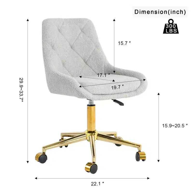 Fauteuil de bureau moderne réglable en polaire Teddy, Meuble de salon, Petite chaise pivotante pour bureau, étude, studio