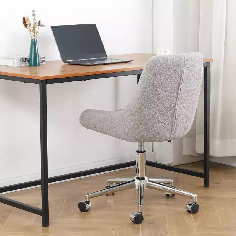 Fauteuil de bureau moderne réglable en polaire Teddy, Meuble de salon, Petite chaise pivotante pour bureau, étude, studio