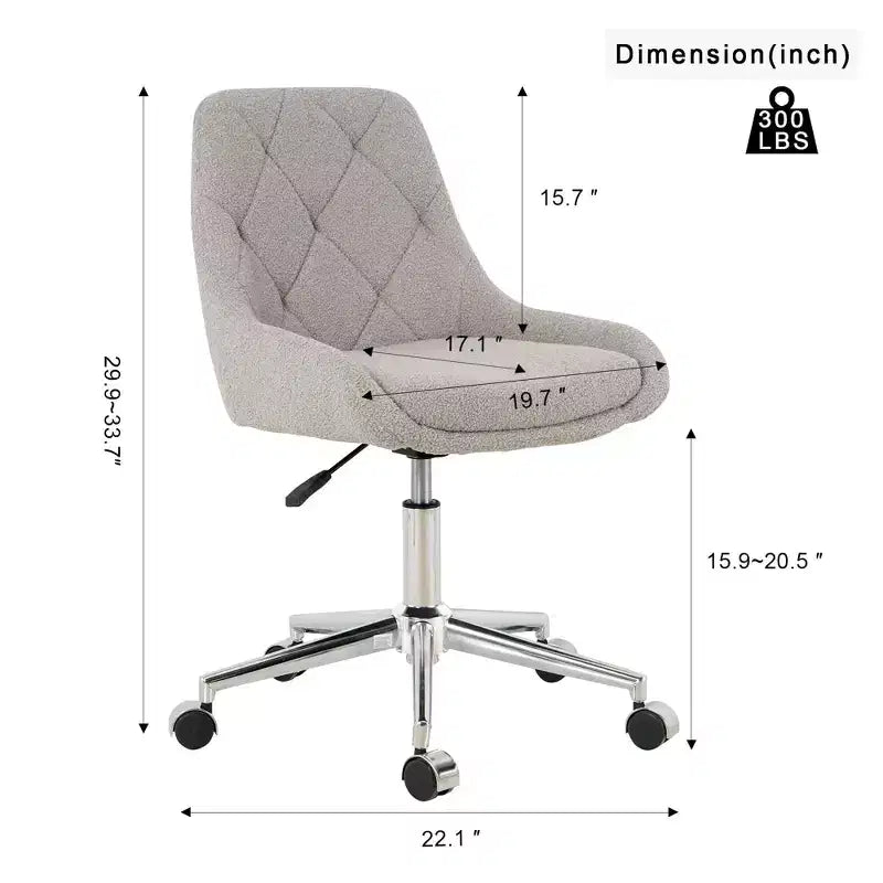 Fauteuil de bureau moderne réglable en polaire Teddy, Meuble de salon, Petite chaise pivotante pour bureau, étude, studio