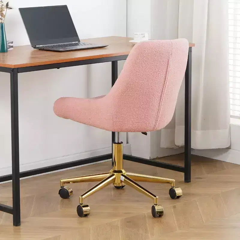Fauteuil de bureau moderne réglable en polaire Teddy, Meuble de salon, Petite chaise pivotante pour bureau, étude, studio