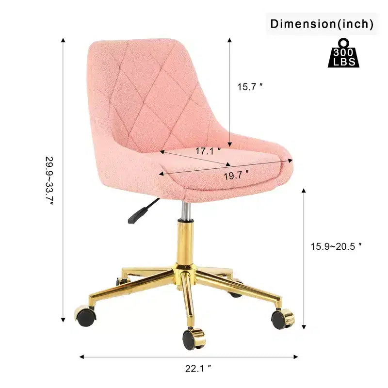 Fauteuil de bureau moderne réglable en polaire Teddy, Meuble de salon, Petite chaise pivotante pour bureau, étude, studio