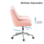 Fauteuil de bureau moderne réglable en polaire Teddy, Meuble de salon, Petite chaise pivotante pour bureau, étude, studio
