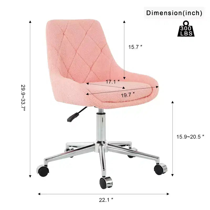 Fauteuil de bureau moderne réglable en polaire Teddy, Meuble de salon, Petite chaise pivotante pour bureau, étude, studio