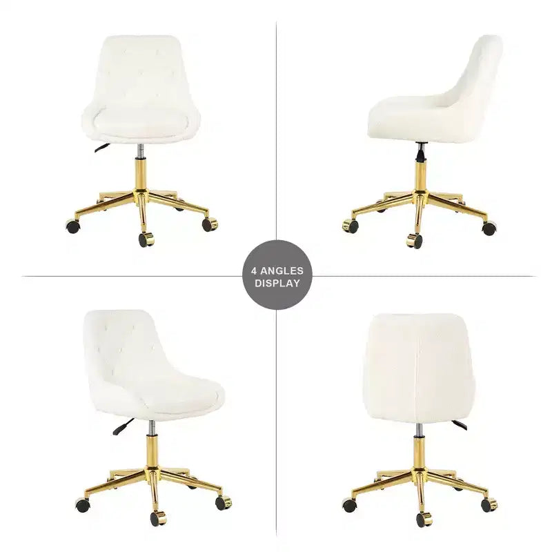 Fauteuil de bureau moderne réglable en polaire Teddy, Meuble de salon, Petite chaise pivotante pour bureau, étude, studio