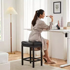 Lot de 2 tabourets de bar rembourrés pivotants réglables en hauteur avec repose-pieds, chaises de comptoir sans accoudoirs en cuir PU pour salles à manger