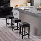 Lot de 2 tabourets de bar rembourrés pivotants réglables en hauteur avec repose-pieds, chaises de comptoir sans accoudoirs en cuir PU pour salles à manger