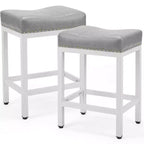 Lot de 2 tabourets de bar rembourrés pivotants réglables en hauteur avec repose-pieds, chaises de comptoir sans accoudoirs en cuir PU pour salles à manger