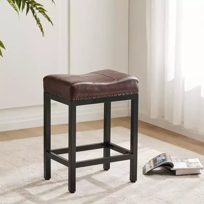 Lot de 2 tabourets de bar rembourrés pivotants réglables en hauteur avec repose-pieds, chaises de comptoir sans accoudoirs en cuir PU pour salles à manger