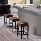 Lot de 2 tabourets de bar rembourrés pivotants réglables en hauteur avec repose-pieds, chaises de comptoir sans accoudoirs en cuir PU pour salles à manger