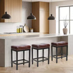 Lot de 2 tabourets de bar rembourrés pivotants réglables en hauteur avec repose-pieds, chaises de comptoir sans accoudoirs en cuir PU pour salles à manger