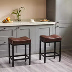 Lot de 2 tabourets de bar rembourrés pivotants réglables en hauteur avec repose-pieds, chaises de comptoir sans accoudoirs en cuir PU pour salles à manger