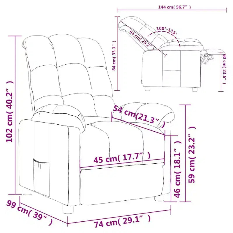 Fauteuil relax avec dossier et repose-pieds réglables, fauteuil de salon moderne avec siège rembourré épais pour salon et chambre à coucher