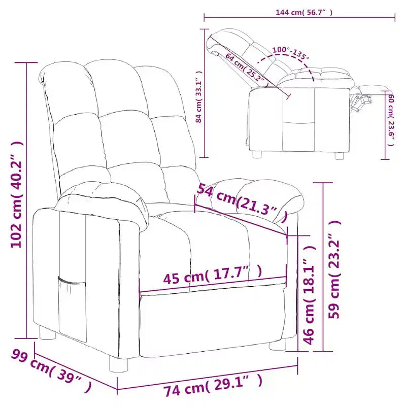 Fauteuil relax avec dossier et repose-pieds réglables, fauteuil de salon moderne avec siège rembourré épais pour salon et chambre à coucher