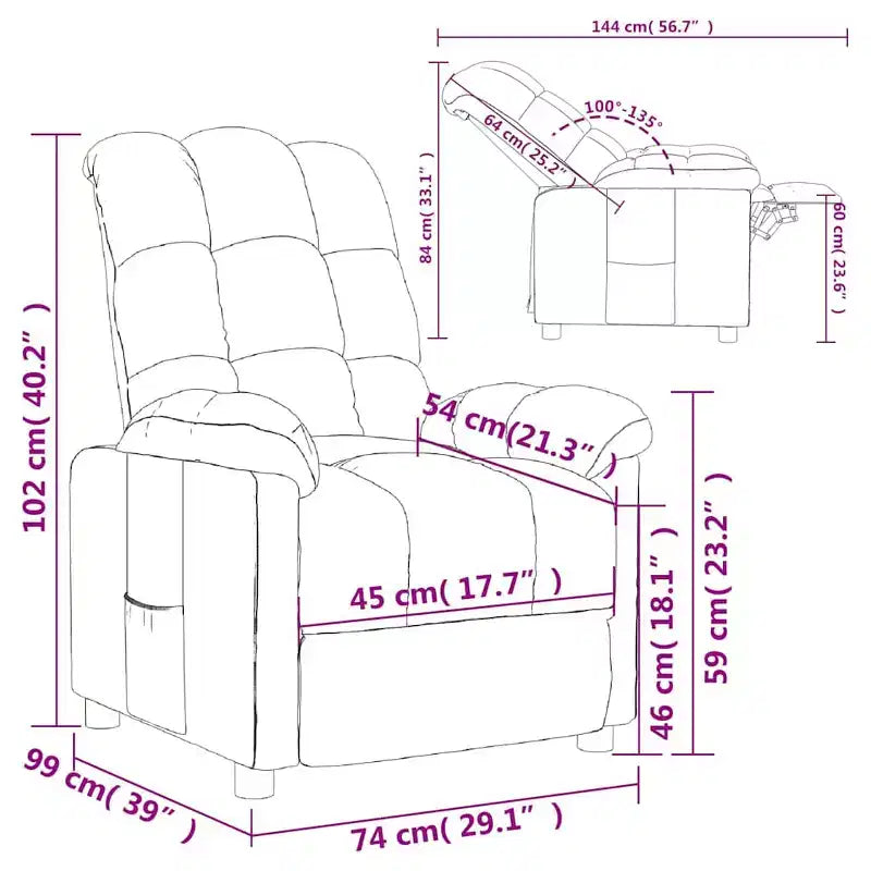 Fauteuil relax avec dossier et repose-pieds réglables, fauteuil de salon moderne avec siège rembourré épais pour salon et chambre à coucher
