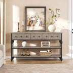 Console industrielle de 52 po avec 3 tiroirs de rangement et 3 niveaux, table de canapé en métal pour salon, couloir et entrée, rangement derrière le canapé