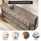 Console industrielle de 52 po avec 3 tiroirs de rangement et 3 niveaux, table de canapé en métal pour salon, couloir et entrée, rangement derrière le canapé