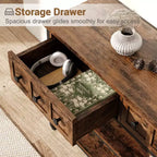Console industrielle de 52 po avec 3 tiroirs de rangement et 3 niveaux, table de canapé en métal pour salon, couloir et entrée, rangement derrière le canapé
