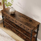 COZONY 52 Industrial Console Table with 3 Storage Drawers & 3 Tiers  Metal Sofa Table for Living Room, Hallway & Entryway, Behind Couch Storage