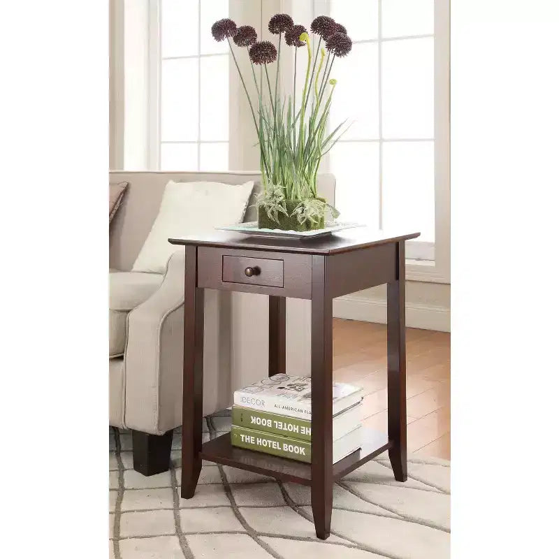 Table d'appoint rectangulaire en bois, couleur marron, 66 cm de haut, 1 pièce