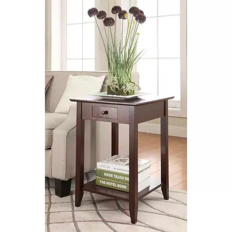 Table d'appoint rectangulaire en bois, couleur marron, 66 cm de haut, 1 pièce