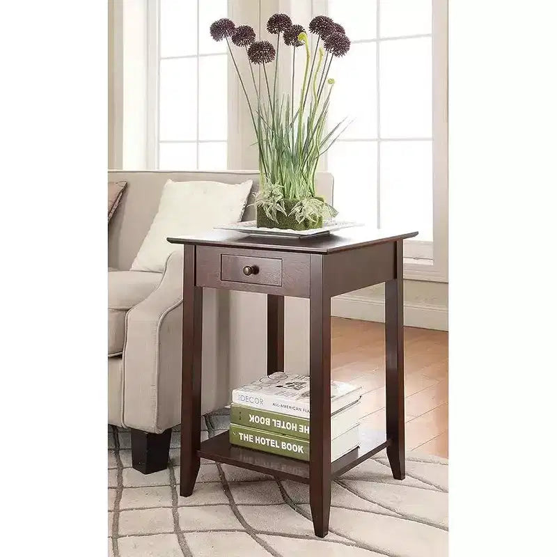 Table d'appoint rectangulaire en bois, couleur marron, 66 cm de haut, 1 pièce