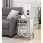 HomeStock 24.75 in.H Silver Color Rectangle Glass Table Top End Table 1 -piece