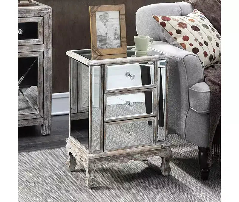 Table d'appoint rectangulaire de 62,87 cm H en verre couleur argent, 1 pièce