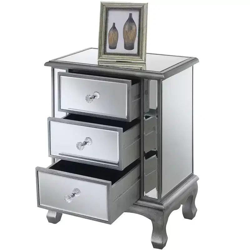 Table d'appoint rectangulaire de 62,87 cm H en verre couleur argent, 1 pièce