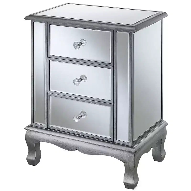 Table d'appoint rectangulaire de 62,87 cm H en verre couleur argent, 1 pièce