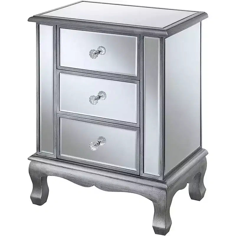 Table d'appoint rectangulaire de 62,87 cm H en verre couleur argent, 1 pièce
