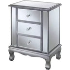 Table d'appoint rectangulaire de 62,87 cm H en verre couleur argent, 1 pièce