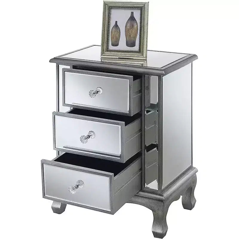 Table d'appoint rectangulaire de 62,87 cm H en verre couleur argent, 1 pièce