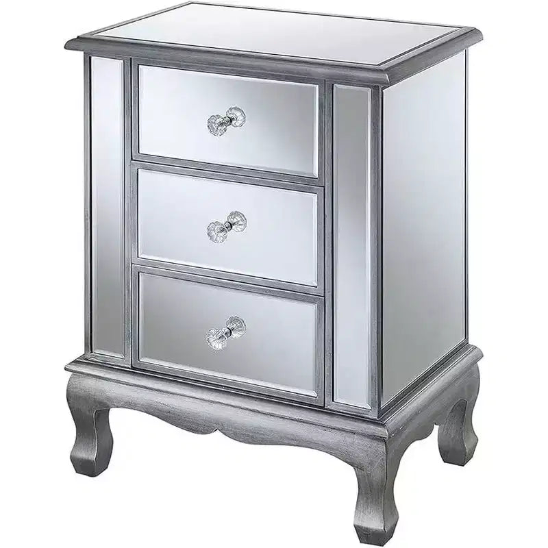 Table d'appoint rectangulaire de 62,87 cm H en verre couleur argent, 1 pièce