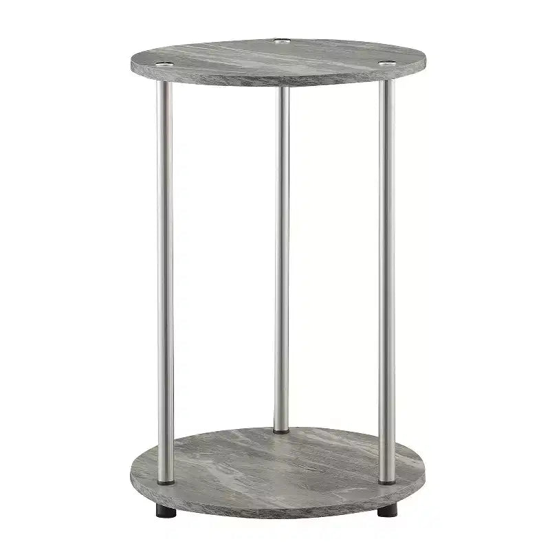 HomeStock 22 in.H Gray Color Round Metal Table Top End Table 1 -piece