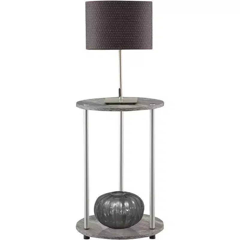 22 in.H Gray Color Round Metal Table Top End Table 1 -piece