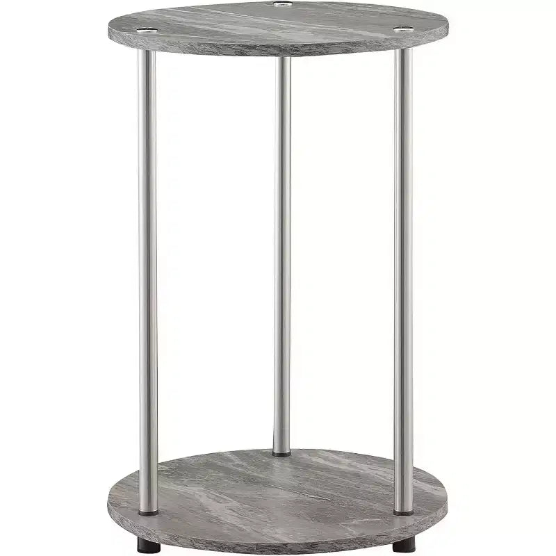22 in.H Gray Color Round Metal Table Top End Table 1 -piece