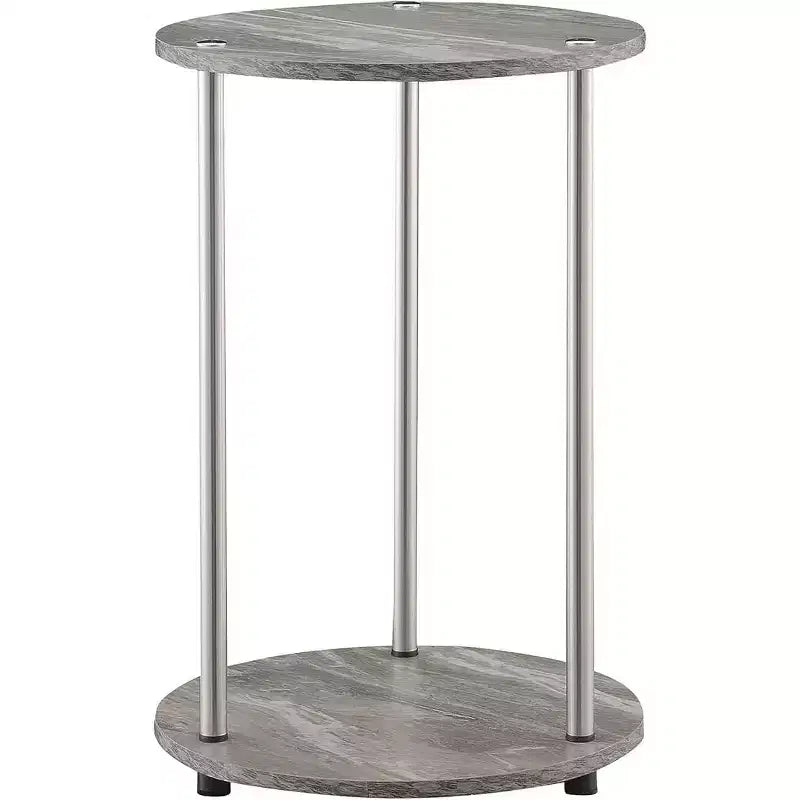 22 in.H Gray Color Round Metal Table Top End Table 1 -piece