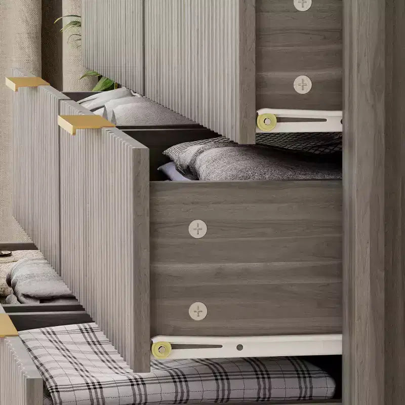 Commode 6 tiroirs pour chambre à coucher, chiffonnier de ferme avec 2 étagères ouvertes et portes cannelées, rangement et organisation pour le salon